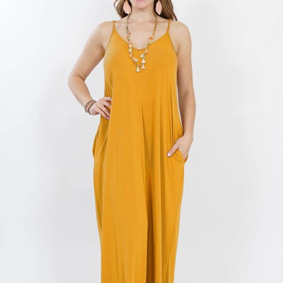 PASTEL Plus Size Mustard V-Neck Cami Maxi Dress - Picture 2 of 2